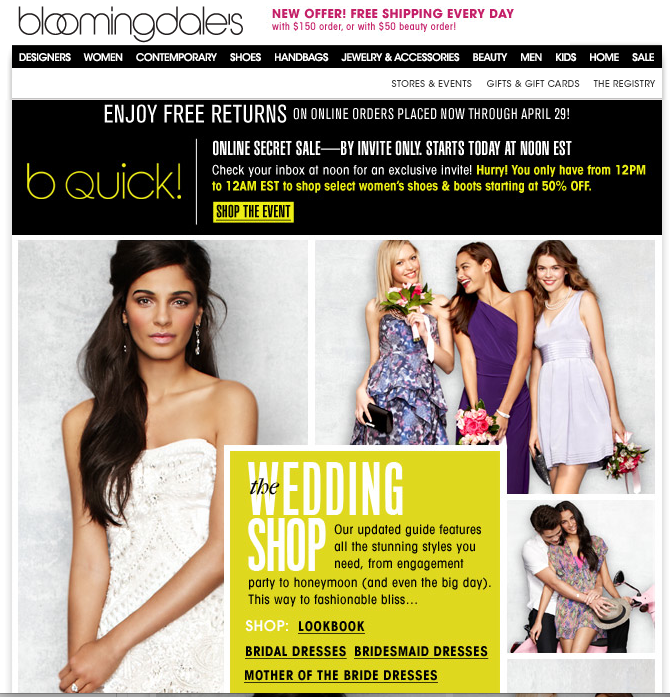 Opportunity to find wedding dresses, bridesmaid dresses at Bloomingdales