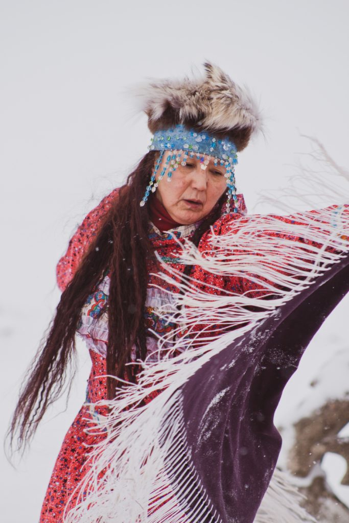 Native American woman dancing